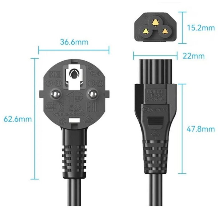 Vention Cable de alimentación ZCKBAC IEC C5 hembra a CEE7 macho 1,8m negro Vention Cable de alimentación ZCKBAC IEC C5 hembra a CEE7 macho 1,8m negro